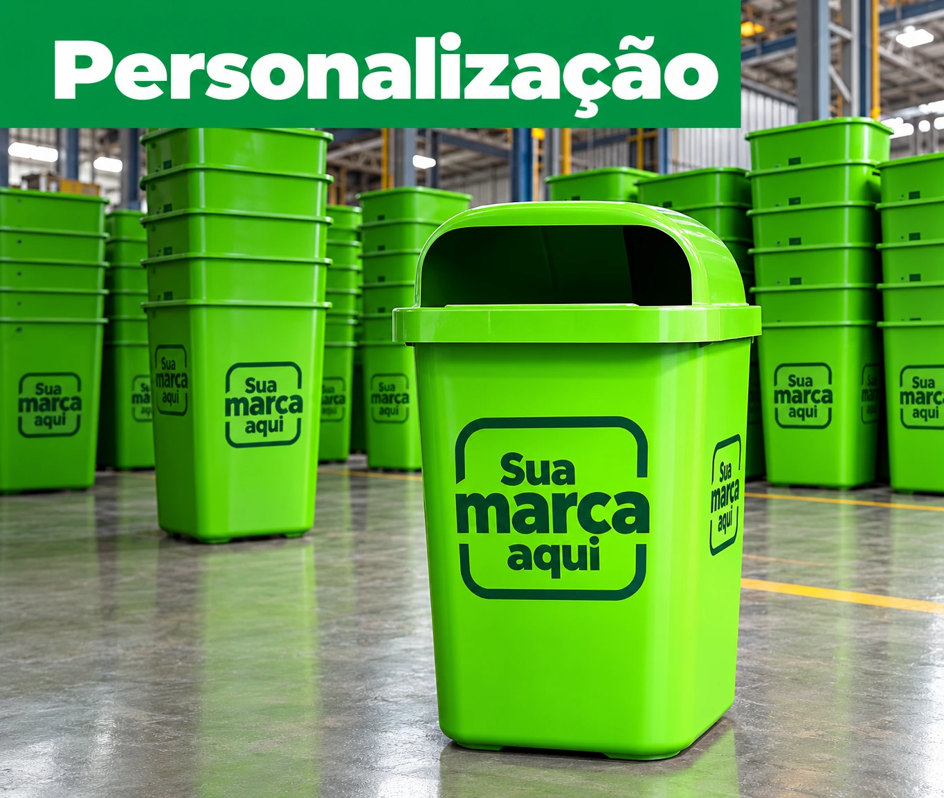 Produtos personalizados ABIRE com a mensagem Sua marca aqui